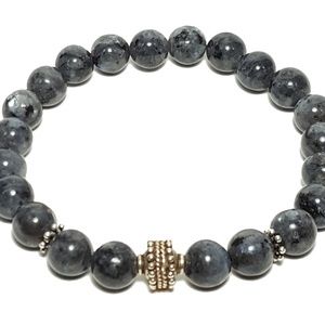 Labradorite Gemstones & Silver Bali Bead Bracelet